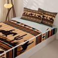 thumbnail image 3 of Homewish Bohemian Cowboy Zipper Twin Comforter Sets with Fitted Sheet and 2 Pillowcases,Rustic Boho Stripes Zipper Bedding Set,Brown Teal,Light Gray Reversible,4pcs, 3 of 8