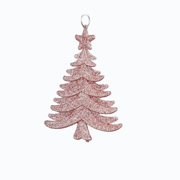 Pink Christmas Acrylic Ornament, Santa Elf Tree Shaped Hanging Decor, Winter Holiday Decoration for Home Wall Window Xmas Party