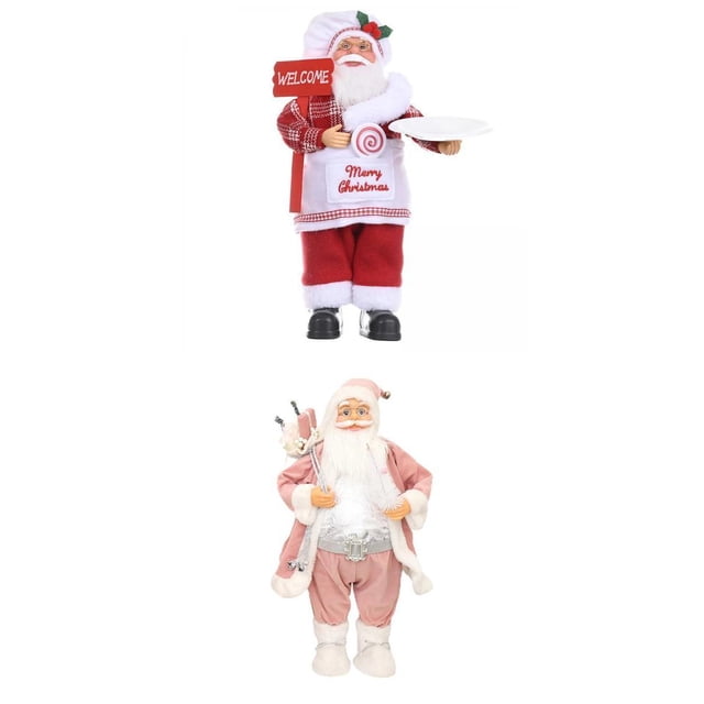 Juego de 2 figuras Muñeco de Papá Noel Sunnimix Decoraciones navideñas 30 CM