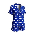 thumbnail image 6 of Blmnix Pajama Sets for Women 2 Piece 2 Piece Sleepwear Sets Bamboo Pajamas Pajama Short Sleeve Collared Blue Cropped Pajama Pants Women,XXL, 6 of 6