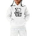 thumbnail image 1 of MIASHUI Sweat à Capuche Filles Garçons Imprimé Rugby Manches Longues Sport, Blanc, 13-14 Ans, 1 of 3