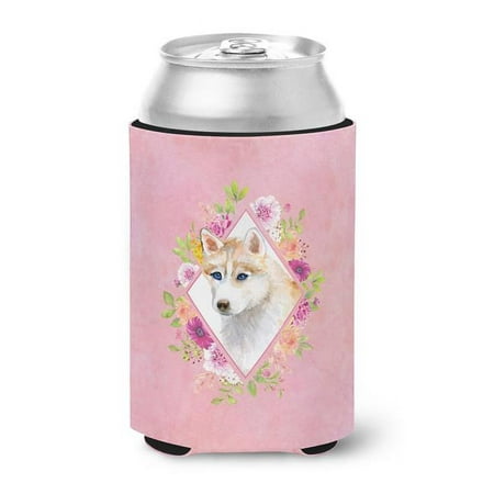 

Red Siberian Husky Pink Flowers Can or Bottle Hugger