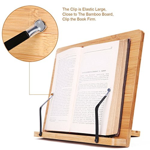 YESURPRISE Bamboo Book Stand with Adjustable Book Holder Tray and Page
