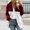 Wine, variant on Womens Sherpa Jacket Color Block Sweatshirt Top Fuzzy Fleece Jackets Zip Up Outerwear Sweater Warm Winter Coats