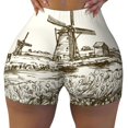 thumbnail image 2 of Balery Dutch Windmill Pantalones cortos de entrenamiento estampados para mujer, sin costuras, ajustados, para gimnasio, yoga, correr, deportes, ejercicio activo, fitness.-X-Large, 2 of 8