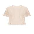 thumbnail image 4 of Meichang Women Short Sleeve Shrug Cropped Bolero Open Front Chiffon Cardigan Lightweight Sheer Bolero Shrug for Evening Dress, 4 of 7