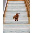 thumbnail image 2 of Stair Treads for Wooden Steps, Blue Beige Farmhouse Peel and Stick Stair Treads with Reusable Adhesive, Vintage Wooden Striped Non Slip Indoor Stairs Runner Rugs Mats for Elders Dogs 8"x30" 4PCS, 2 of 7