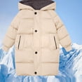 thumbnail image 2 of DJDLJWCJ Boys Parka Jacket Thicken Puffer Winter Warm Hooded Jacket Solid Color Full Zipper Quilted Coat Beige Size 5T, 2 of 9