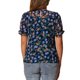thumbnail image 3 of INSPIRAR CHIC Blusas de Chifón para Mujeres con Mangas Cortas y Volantes, Floral, para Trabajo, Oficina, Talla XS, Azul Oscuro, 3 of 6