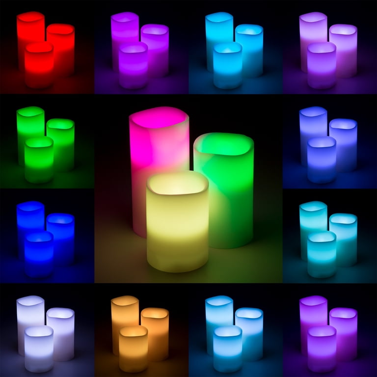 LED CANDLE 3-PIECE SET×12箱 Lavish Home 3-Piece Color Changing Flameless LED Candle Set with