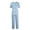 Blue, variant on Wutalume Women's Holiday Print V-Neck Short Sleeve Scrub Set, Festive Top with Pockets and Work Pants, Medical Uniform Outfit,Blue L