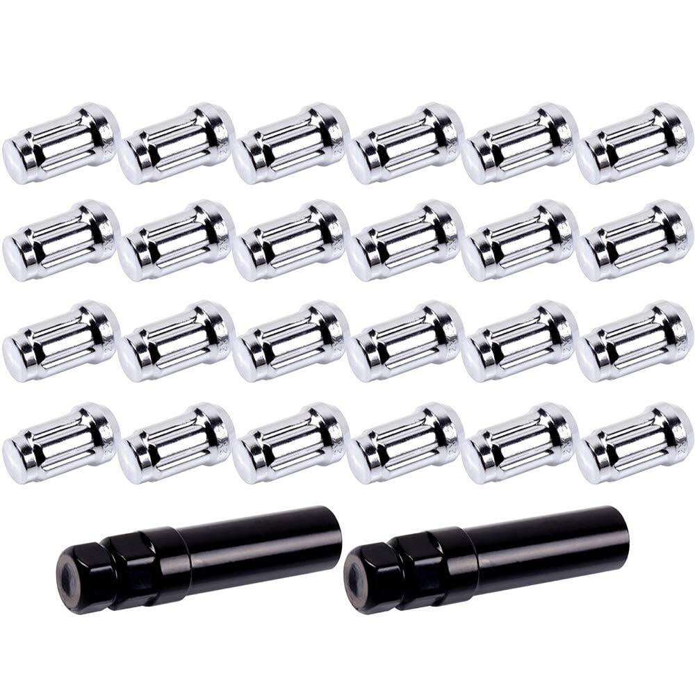 ECCPP Replacement for Wheel Lug Nuts 24 Pieces + 2 Keys M12x1.5 Silver