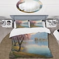 thumbnail image 2 of Designart "Waterside Cherry Blossom Trees II" Tree Floral Bedding Covert Set - Country Pink Landscapes Bed Set With 2 Shams, 2 of 6