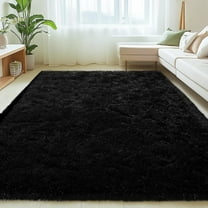 Black Rugs for Living Room, 6x9 Feet Large Fluffy Area Rugs for Bedroom, Soft Carpet Shag Kids Room Rug, Non-Slip Fuzzy Rugs Indoor (6ft x 9ft, Black)