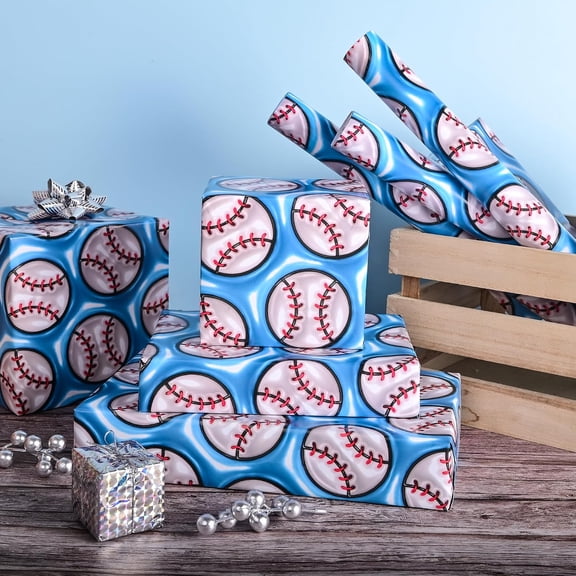 58"x 23" inchs Effect Baseball Wrapping Paper Roll - Unique Design Gift Wrap Sheets for Girls Boys Women Birthday Baby Shower Holiday