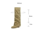 thumbnail image 4 of Miluxas Knee High Boots for Women Pointed Toe Kitten Thick Heel Tall Boots Faux Suede Fall Winter Fashion Casual Versatile Long Boots Beige 8.5(41), 4 of 6