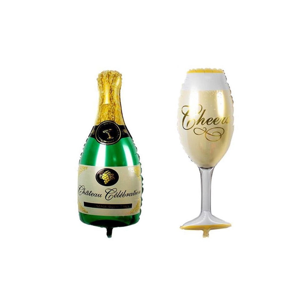 Carnival Adult Party Supplies Wine Glass/Goblet Balloon Foil Helium Mylar Balloons for Birthday Wedding Halloween Christmas Bar Party Decoration 6 pcs Large Party Aluminum Foil Balloons Champagne/Wine Bottle Flamingo cup 