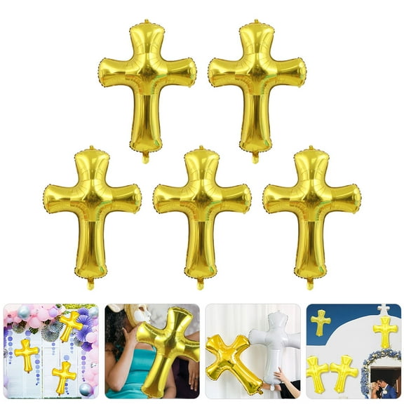 Soimiss Pcs Cross Shape Aluminum Foil Balloons For Shower Baptism Decor Party Balloon Props