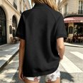 thumbnail image 5 of Women's Short Sleeve Sweatshirt Half Snap Button Stand Collar Relaxed Fit Casual Summer Pullover Vacation Outfits 2026, 5 of 9