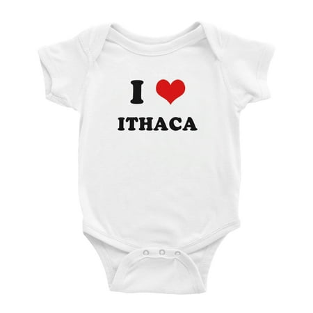 

I Heart Ithaca Love Funny Cute Baby Rompers Baby Clothes (White 6-12 Months)