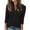 *Black, variant on Women's 3/4 Sleeve V-Neck Henley T-Shirts,Ladies Casual Notch Collar Button Down Loose Fit Tops,Breathable Summer Daily Wear Blouses For Women,Purple,S-2XL