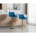 thumbnail image 2 of Guyou Modern Swivel Bar Stools Set of 2, Adjustable Velvet Counter Height Kitchen Bar Chairs with Footrest and back for Pub Kitchen Island Dining Room, Navy, 2 of 14