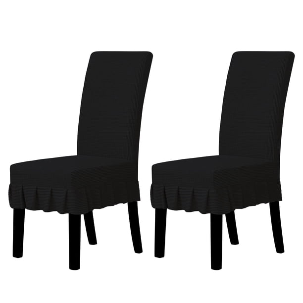 Fundas para Sillas de Comedor Elásticas Fácil de Colocar Parsons 2 Piezas en Negro