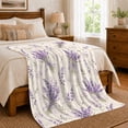thumbnail image 6 of Lavender Bouquets With Lilac Bows, Cozy Flannel Blanket for Lavender Bouquet Enthusiasts, Romantic Botanical Watercolor Pattern Home Decor for Living Room and Bedroom, Mother's Day Gift, 6 of 7