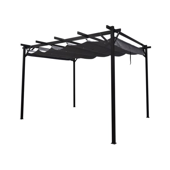 F. Corriveau International - Pergola Sans Toit 10'x12 Pieds avec Toit Rétractable, Noir
