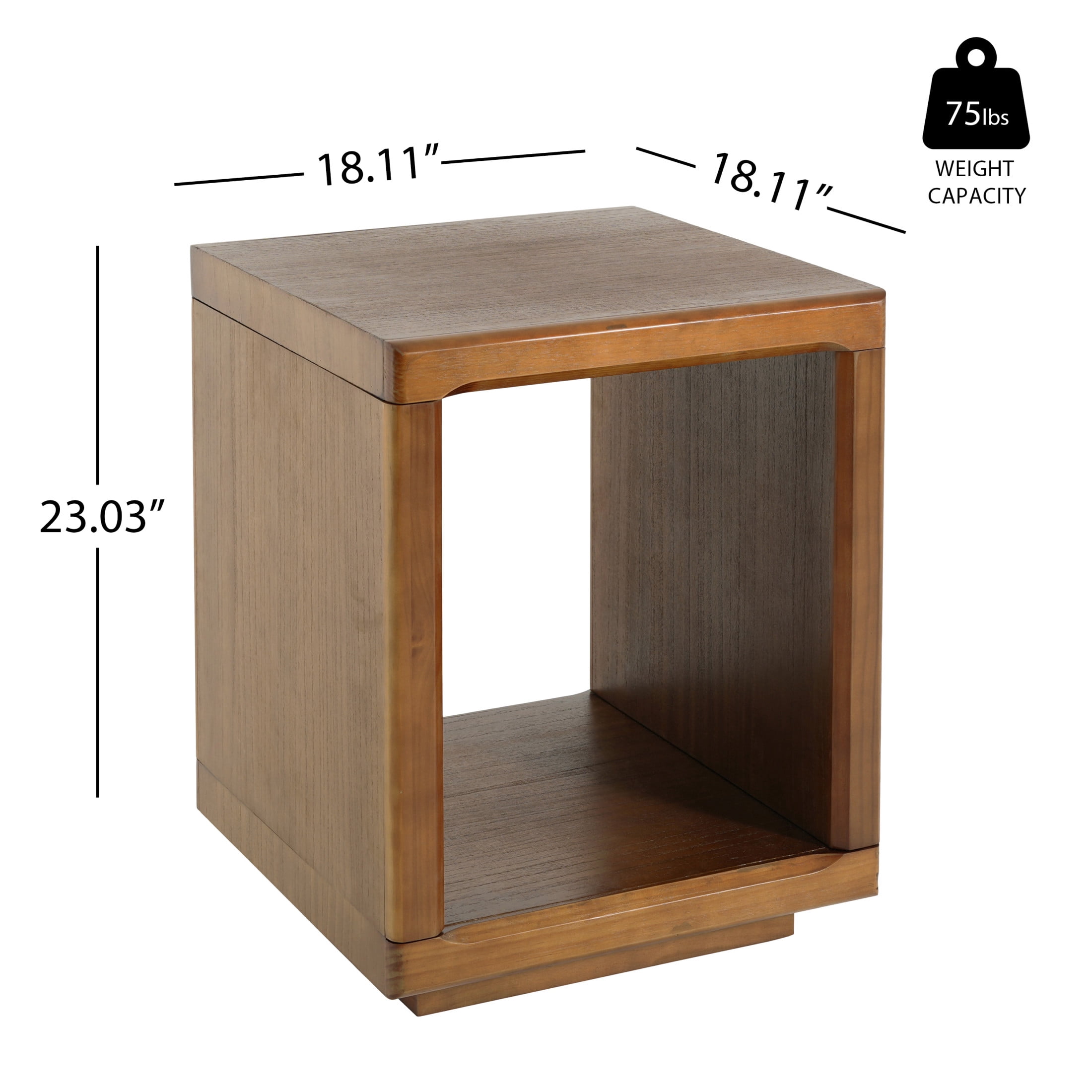 Christopher Knight Home Mid-Century Cube Accent Side Table with Open Storage Shelf, Walnut Finish