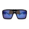 thumbnail image 2 of Mens Color Mirror Flat Top Mobster Rectangle Racer Sunglasses Matte Black Blue Mirror, 2 of 4