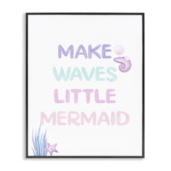 Make Waves Little Mermaid Black Framed Giclee Art, design by Kim Allen