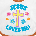 thumbnail image 4 of Inktastic Easter Jesus Loves Me with Cross and Flowers Boys or Girls Baby Bib, 4 of 4