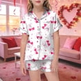 thumbnail image 2 of Girls Silk Pajamas Valentines Day Pajama Short Sleeve Heart Button Down Sleepwear Kids Pjs Boys 8-9 Years, 2 of 4