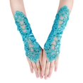 thumbnail image 4 of MEICHEN Women's Solid Color Fingerless Gloves Elegant Lace Hollow Out Sequin Decor Gloves for Wedding Party, 4 of 4
