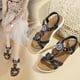 thumbnail image 1 of Sandalias de verano para mujer, sandalias planas sin cordones, zapatos romanos de cristal, sandalias informales con punta abierta Wmkox8yii  nm7822, 1 of 9