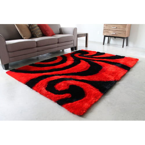 Blazing Needles Red Black Area Rug, Red And Black Living Room Rug