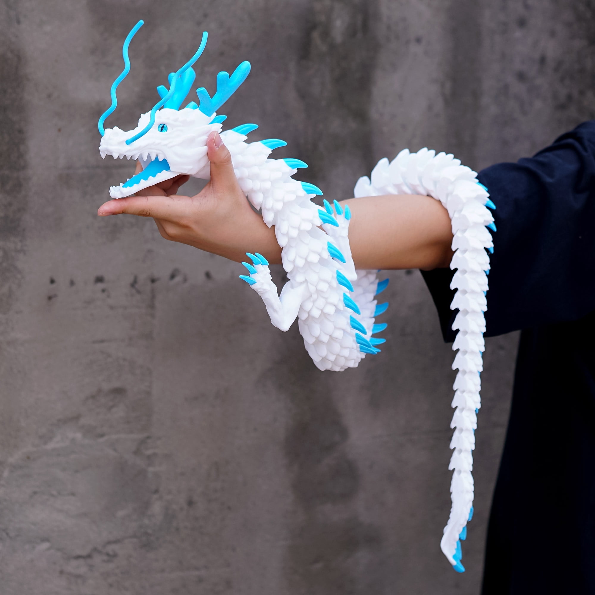 47.5inch 3D Printed dragon,Flexible Joint Animal lacertid Figurines,Realistic Eyes, Home Office Decor,Fidget Toy for Adults Teens Boy Festival Gifts