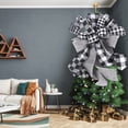 thumbnail image 3 of Christmas Checked Tree Topper, Large Toppers Bow, Black and White Plaid Buffalo Decorative Bows for Christmas Decoration, 22.83*12.99 Inches, 3 of 6