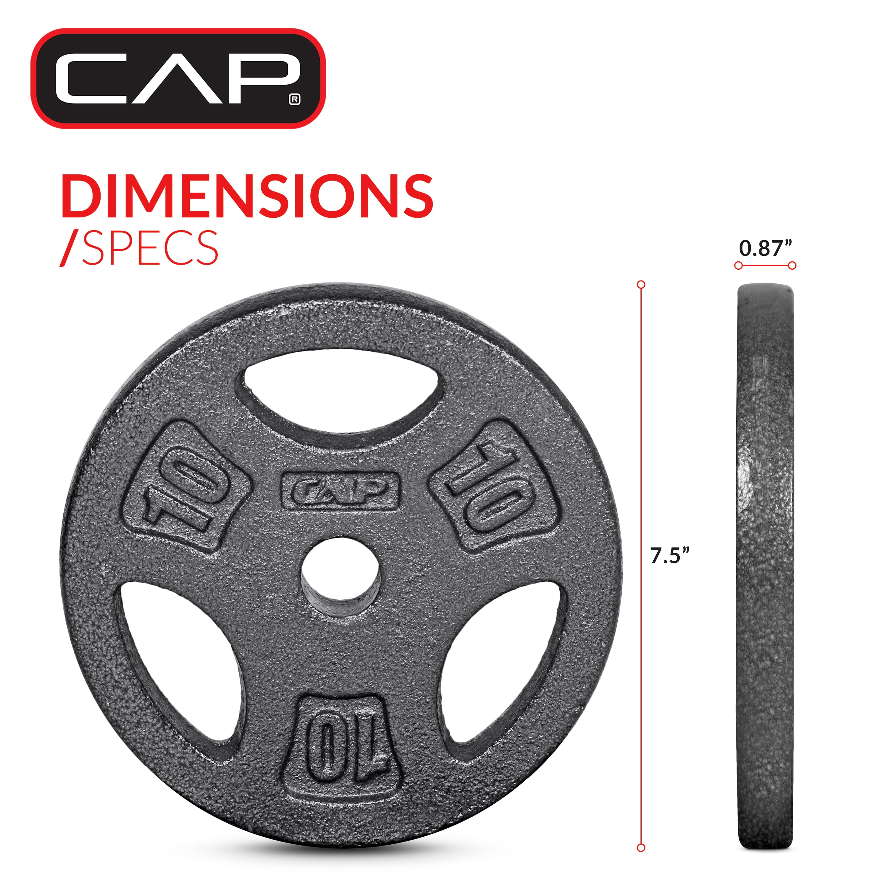 CAP Barbell Standard 10lb BLACK Plate Pack B (x4)