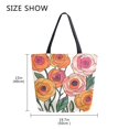 thumbnail image 5 of FORMRS Womens Canvas Tote Bag with Zipper Inner Pocket Shoulder Handbag, Hand Drawn Floral, 5 of 7