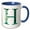 Blue/White, variant on 3drose, Elegant Green Monogram Initial H with Eucalyptus Leaves, 11oz Mug