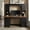 Black, variant on Farmhouse Arched Computer Desk with Hutch, Home Office Desk with Charging Station & Keyboard Tray, All-in-One Writing Desk with File Drawers for Study, Office