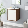thumbnail image 2 of Modway Transmit 18" Wall-Mount Wood Bathroom Vanity in Walnut/White, 2 of 8