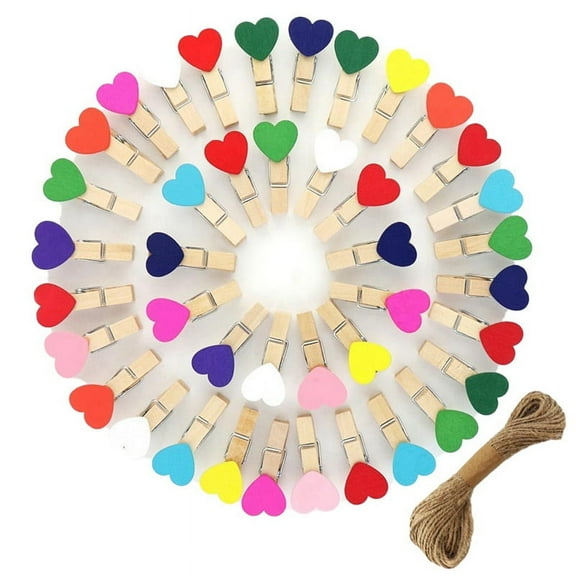 80 Pieces Wooden Heart Clothespins Mini Heart Photo Clips Colorful Small Clothes Pins y22167