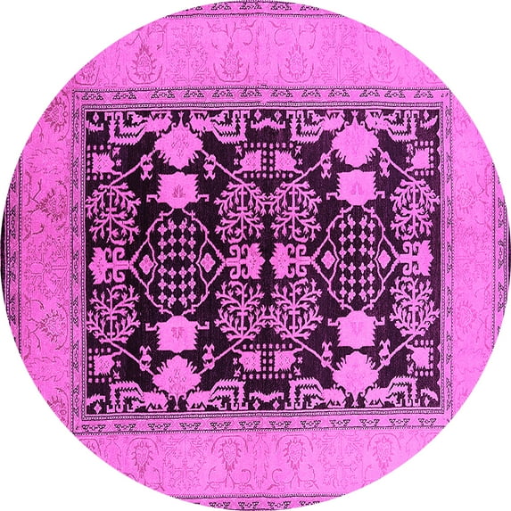 Ahgly Company Indoor Round Oriental Pink Industrial Area Rugs, 4' Round