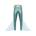 thumbnail image 5 of Aislor Mens Mermaid Pants Metallic Shiny Fishscale Print Leggings King of The Seas Halloween Cosplay Mint Green M, 5 of 7