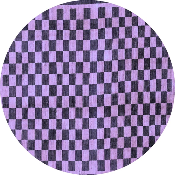 Ahgly Company Machine Washable Indoor Round Checkered Blue Modern Area Rugs, 4' Round