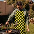 thumbnail image 4 of Yellow and Black Checkered Pattern Apron-Garden Aprons for Women with Pockets-Cotton Linen Waterproof Kitchen Cooking Gardening Aprons Adjustable for Kitchen,Cooking,BBQ and Salon 33x27 Inch, 4 of 7