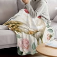 thumbnail image 3 of White Retro Rooster Blanket Soft Cozy Warm Throw Blanket for Couch, Plush Fuzzy Flannel Fleece Blankets for Sofa, Watercolor Animals Spring Floral Bed Blankets Lightweight Gifts for Women, 50"x60", 3 of 9